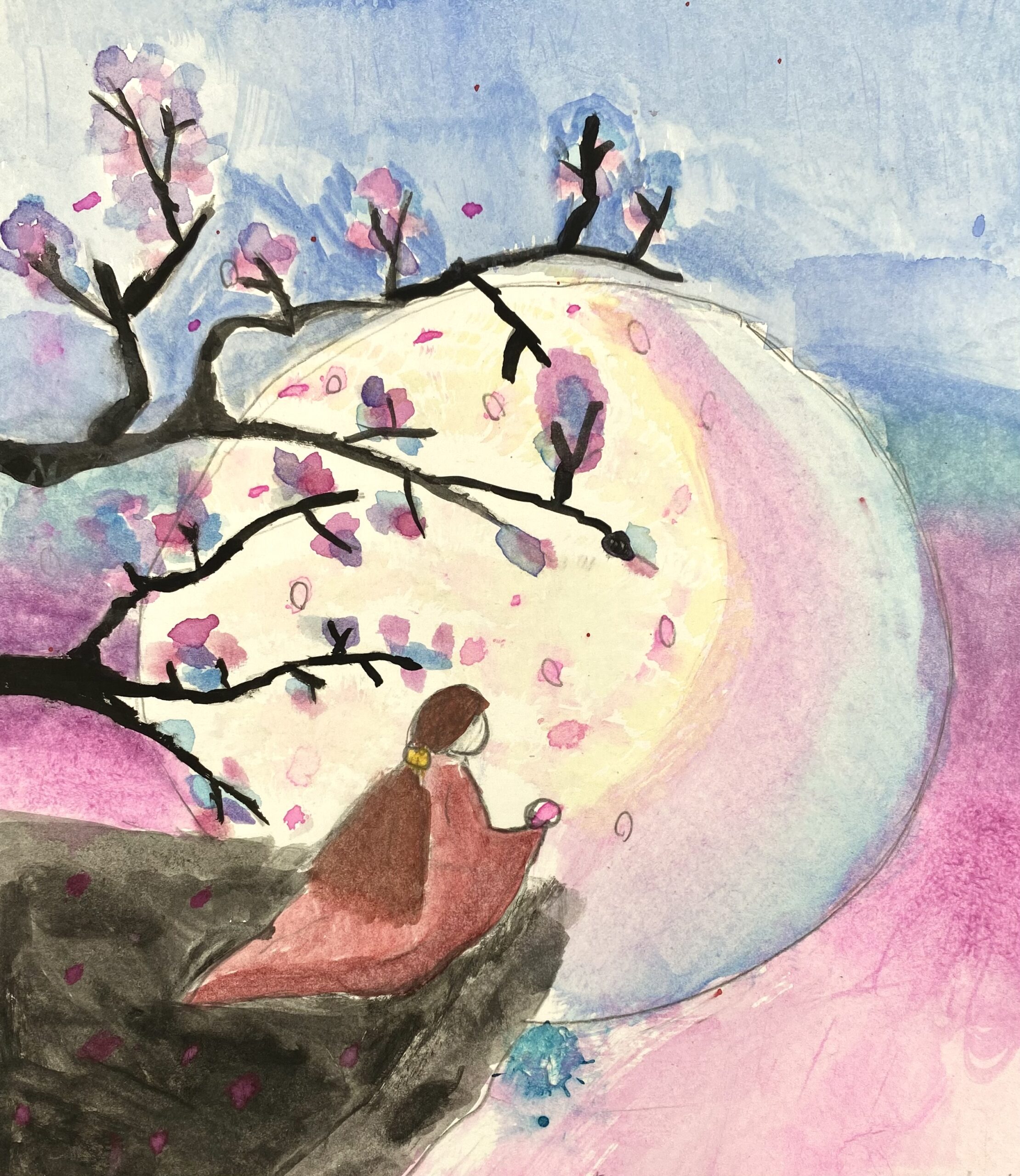 Dana Agelo Perez age 10 Cherry Blossoms Watercolor